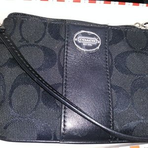 Black Coach Signature Wristlet in box
